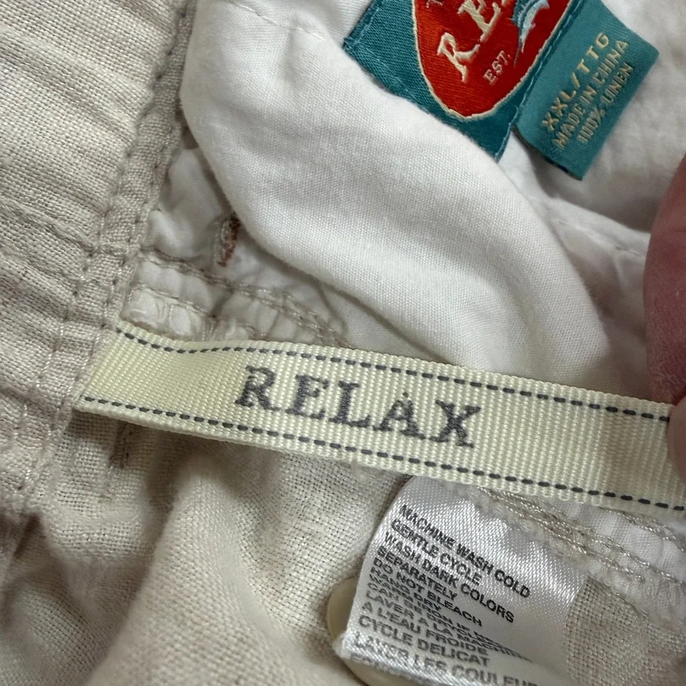 Tommy Bahama Cargo Pants Relax Mens XXL Beige 100% Linen Drawstring Waist Sand